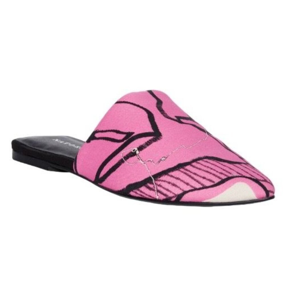 Natori Womens Adore Hana Satin Pink And Black Slip On Mules Size 6